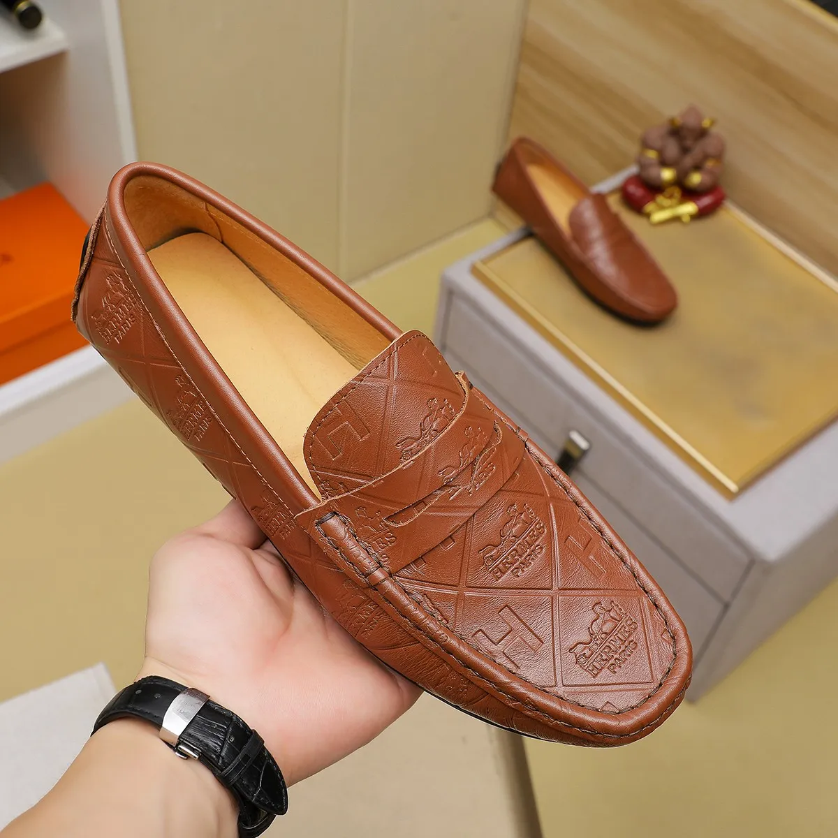 Men's shoes 💰380 🕷🕷【HERMES】The same style as Hermès counters🇨🇳Classic slip-on shoes 1:1 mold opening💯Original quality🍓Using imported first-layer cowhide🍅Pigskin lining🌶🌶Super high-end men's leather shoes🇨🇳Solid and stable Very special🍇color, optional! Code number 38-45……